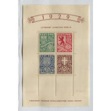 ESTONIA 1939 Yv 3 HOJA BLOQUE NUEVA CON GOMA ESTUPENDA CALIDAD 55 EUROS LOS SELLOS DEL CENTRO SON MINT Y MARCAN 67 EUROS